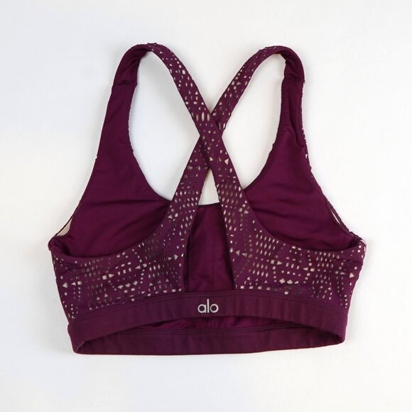 Alo Yoga Purple Patina Laser Cutout Sports Bra - Size Small - Picture 2 of 3